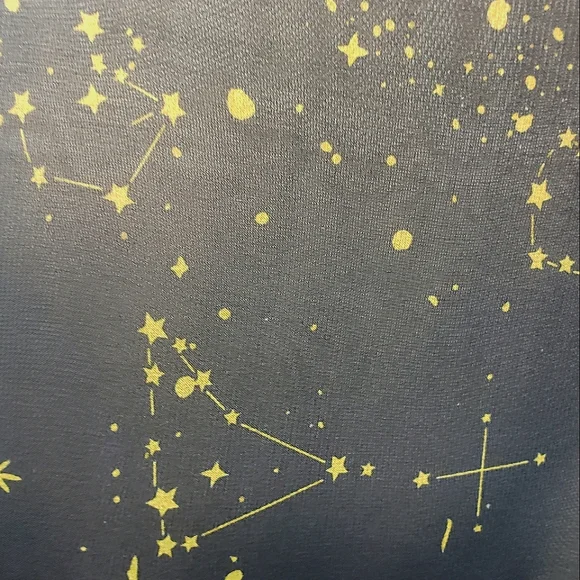 SOLD Black Sheer Gold Astrology Constellation Print Bell Sleeved Kimono Sz M - Picture 7 of 10